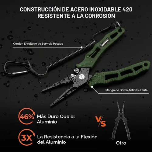 Vista 2 de KastKing Cutthroat - Alicates de pesca de 7 pulgadas con anillo dividido, herramientas de pesca de acero inoxidable 420, equipo de pesca resistente