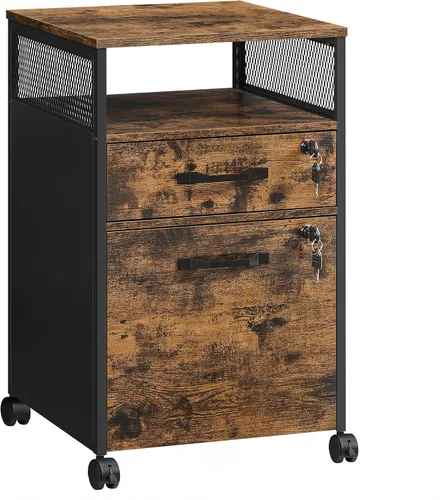 Vista 20 de VASAGLE Archivador móvil con ruedas, 2 cajones, estante abierto, para A4, tamaño carta, carpetas colgantes, gris carbón y negro tinta UOFC071B04