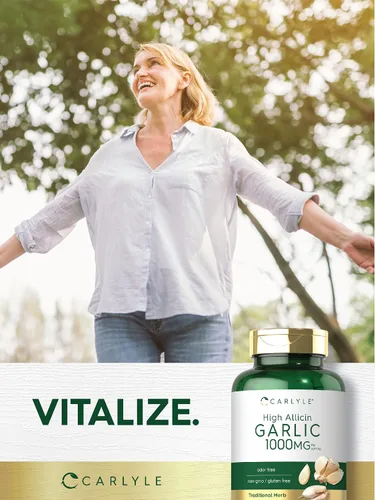 Vista 6 de Carlyle Suplemento de ajo de 1000 mg 180 cápsulas Pastillas inodoras Extracto de alto contenido de alicina Vegetariano, sin OMG y sin gluten