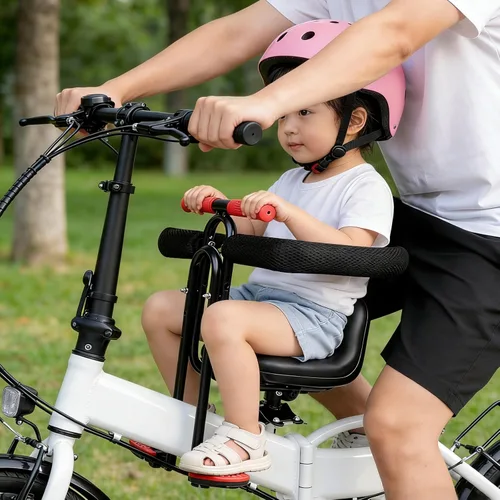 Vista 2 de Brobear Asiento delantero de bicicleta para niños, silla de bicicleta para niños, asiento para niños que acompaña el crecimiento de los niños