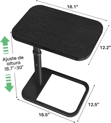 Vista 3 de Kitstorack - Bandeja/mesa de TV, altura ajustable y esquinas metálicas redondeadas, mesa para aperitivos para sofá, cama, silla, sala de estar, mesa