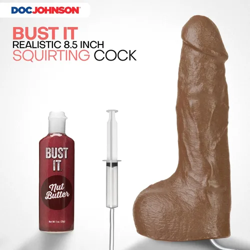 Vista 2 de Doc Johnson Bust It - Consolador realista FIRMSKYN con ventosa extraíble Vac-U-Lock - Compatible con máquina F y arnés - Solo para adultos, caramelo