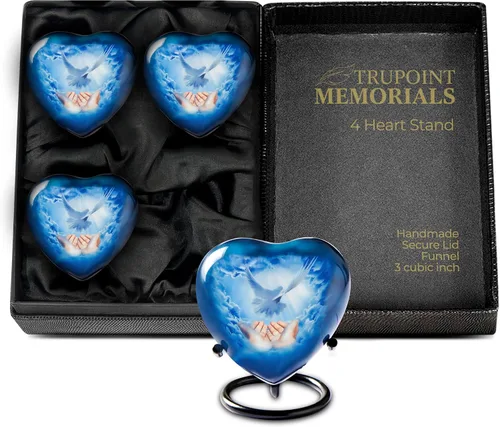 Vista 7 de Trupoint Memorials Urnas pequeñas para recuerdo de cenizas humanas, mini urna de cremación decorativa para hombres y mujeres adultos, juego de 4