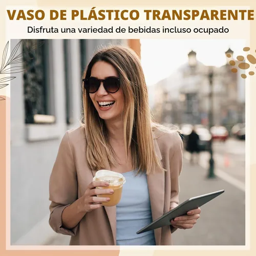 Vista 6 de 50 vasos de plástico transparente de 10 onzas con tapas