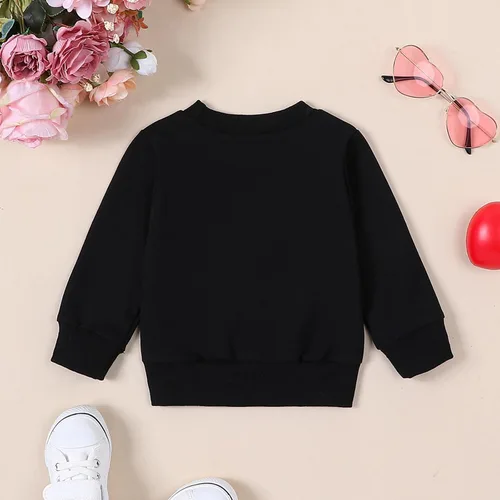 Vista 3 de Covvoliy Mommy and Me Letter Print Matching Family Outfits Long Sleeve Crewneck Casual Sweatshirt T-Shirt