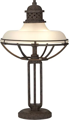 Vista 6 de Franklin Iron Works Lámpara de mesa rústica de estilo industrial vintage, jaula abierta de 26.5 pulgadas de alto, bronce óxido, marrón, media cúpula