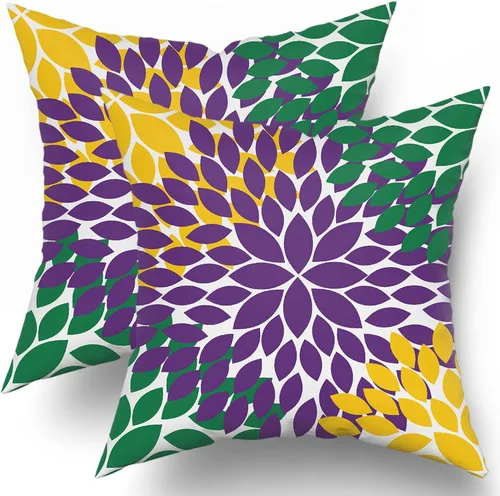 Vista 17 de Kawani Juego de 2 fundas de almohada de 18 x 18 pulgadas, diseño de dalias florales, modernas, rústicas, decorativas, de algodón, con cremallera
