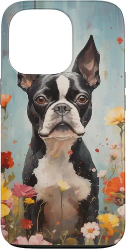 Vista 10 de Boston Terrier in Flower Garden Dog Art Lovers Design Case for iPhone 17