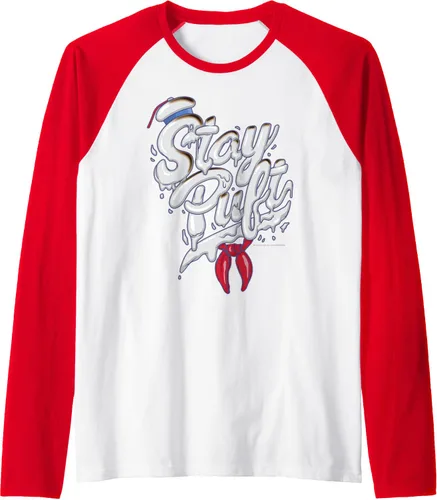 Vista 9 de Ghostbusters Camiseta de béisbol Stay Puft estilo Marshmallow Man Font raglán, Negro, S