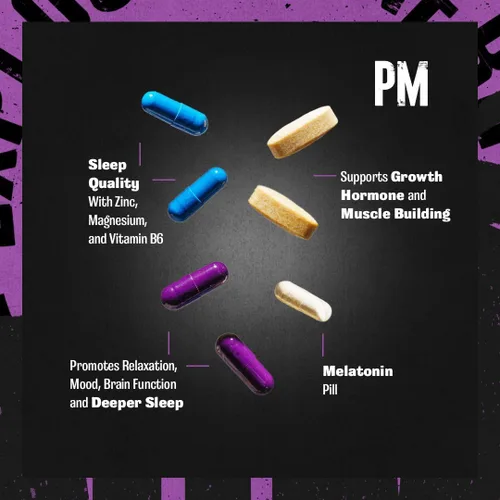 Vista 3 de Animal PM - Ayuda para dormir para adultos que no forma hábito, mejora la relajación y apoya el estado de ánimo con melatonina, L-teanina, Zylaria