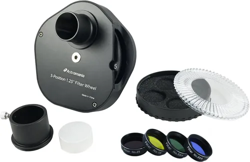 Vista 12 de Rueda de filtros Astromania para telescopio, cajón de filtros compatible con filtro de telescopio de 1.25 pulgadas para observación de planetas