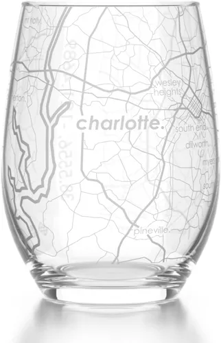 Vista 37 de Well Told Copa de vino sin tallo grabada con mapa de Atlanta, Georgia (15 oz, transparente) - Mapa de ciudad grabado, vaso personalizado, regalos