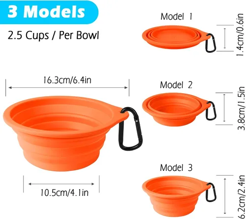 Vista 4 de PetBonus 2-Pack Silicone Collapsible Dog Bowls and Dog Collar Safety Clip