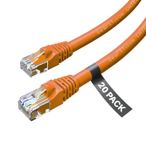 Vista 33 de GEARit Paquete de cables Ethernet Cat 6 - Paquete de 20 cables de conexión Ethernet Cat6 de 1 pie Cable de conexión de red RJ45, conectores sin