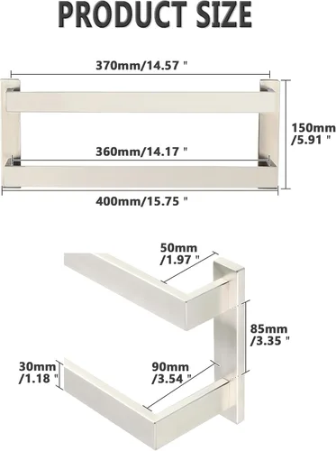 Vista 9 de Alise Barras de Toallas Dobles de 16 Pulgadas para Montar en Pared de Baño, Toallero de Doble Barra para Lavabo de Baño, Barra de Toallas de Acero