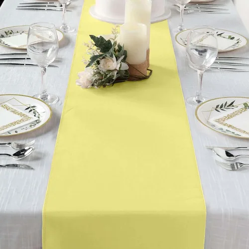Vista 17 de Efavormart - Camino de mesa de poliéster de alta calidad azul claro para bodas, fiestas de cumpleaños, banquetes, decoración, ajuste rectangular