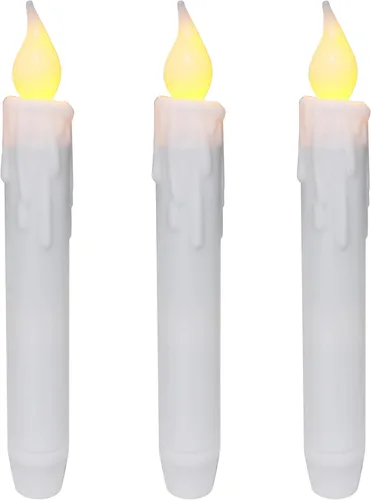 Vista 8 de CVHOMEDECO. Velas cónicas parpadeantes LED, velas sin llama con goteo, operadas por batería con temporizador, blancas, 4-3/4 pulgadas, juego de 2