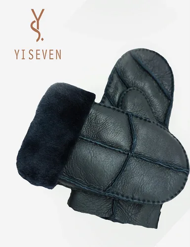 Vista 6 de YISEVEN Manoplas de piel de oveja de invierno para hombre
