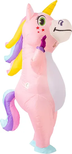 Vista 6 de Spooktacular Creations Disfraz inflable para adulto, cuerpo completo montando un unicornio para fiesta inflable de Halloween