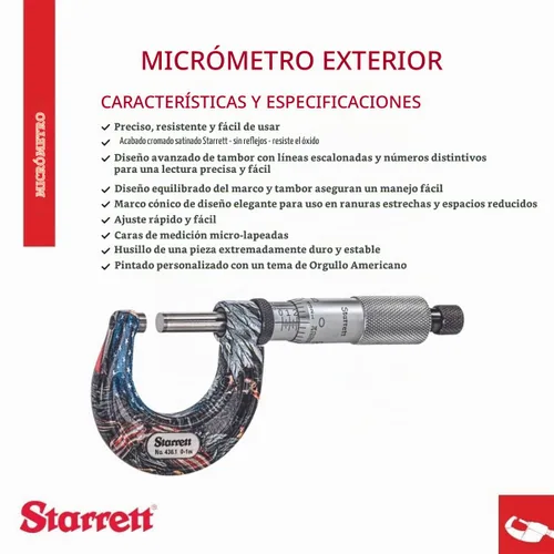 Vista 2 de Starrett Micrómetro digital exterior, rango de 0-1", graduación de .0001" American Pride