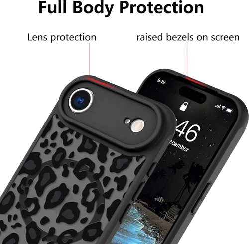 Vista 89 de KANGHAR - Funda compatible con iPhone 11, diseño de leopardo negro, textura de neumático antideslizante, a prueba de golpes, funda protectora