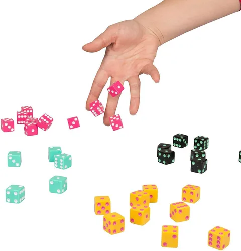 Vista 2 de Juego de dados de fiesta TENZI – Una diversión rápida y divertida para toda la familia – 4 juegos de 10 dados de colores con tubo de almacenamiento