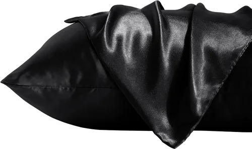 Vista 21 de BEDSUM Paquete de 2 fundas de almohada de satén de seda King para cabello y piel, suaves y lujosas, fundas de almohada con cierre de sobre, 20 x 36
