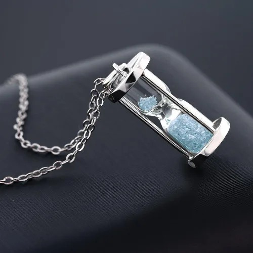 Vista 2 de Gem Stone King Collar con colgante de cristal de arena de plata de ley 925 (0.50 unidades, con cadena de 18 pulgadas), Metal Gema, Polvo de diamante