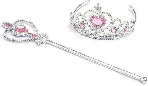 Vista 19 de Juego de tiara y varita de corona princesa Elsa - Joya de corazón de plata Azul