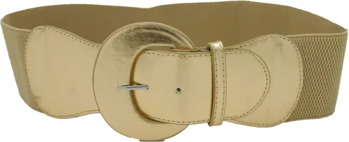 Vista 10 de TFJ - Cinturón ancho para mujer, cintura elástica, cintura alta, color dorado, hebilla grande