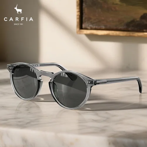 Vista 38 de CARFIA Gafas de sol redondas de acetato para hombre, polarizadas, protección UV, gafas de sol clásicas retro CA5289L