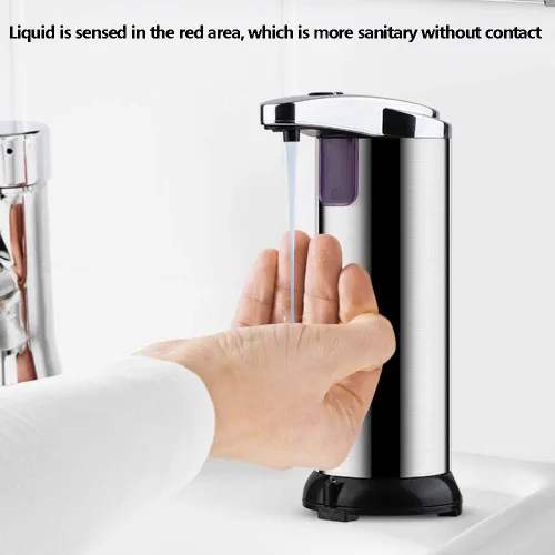 Vista 3 de Máquina dispensadora de jabón inteligente de acero inoxidable, dispensador de desinfectante de manos con sensor infrarrojo sin contacto, dispensador