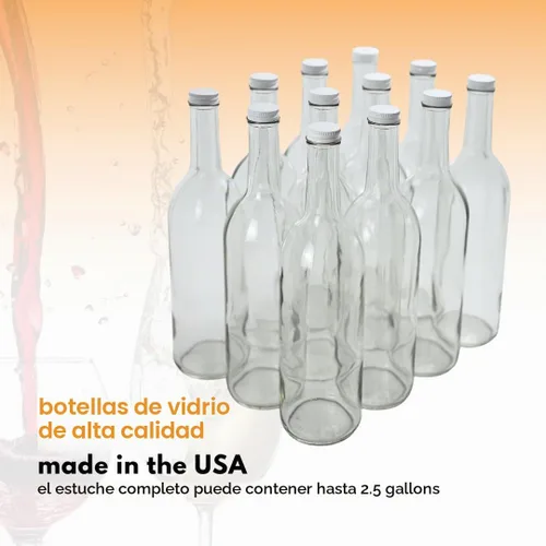 Vista 5 de Botellas de vidrio transparente de 25.4 fl oz con tapas W5 Burdeos - Juego