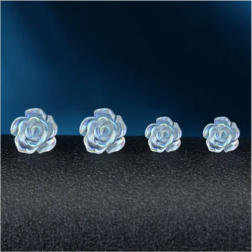Vista 5 de Aretes de Poste de Plástico para Orejas Sensibles, KMEOSCH 2 Pares (6mm y 8mm) Rosa 3D Transparente Sin Metal Aretes de Tuerca Totalmente