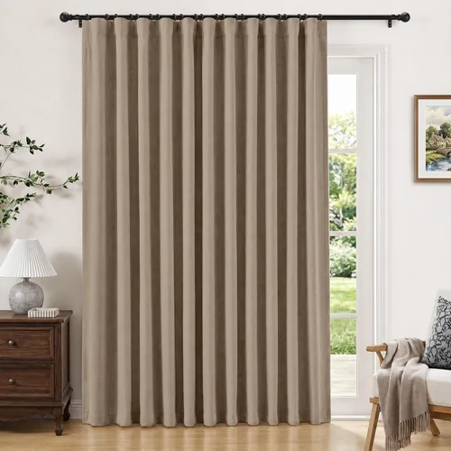 Vista 46 de INOVADAY Cortinas 100% opacas para dormitorio, cortinas opacas de color rosa bebé de 90 pulgadas de largo, cortinas opacas de lino con anillos