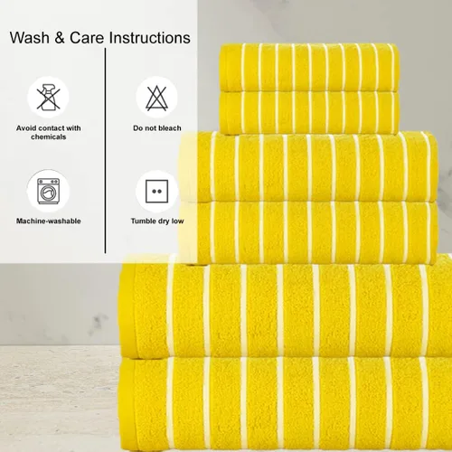 Vista 6 de CASA COPENHAGEN Juego de 6 toallas Ecstatic - Amarillo Mantequilla, 600 GSM 2 toallas de baño 2 toallas de mano 2 toallitas, diseñadas en Dinamarca