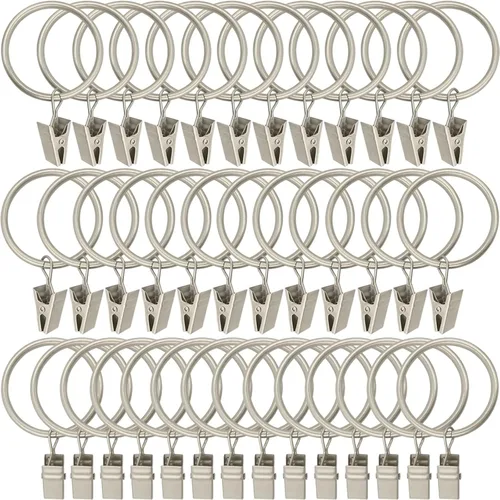 Vista 28 de WeeksEight Paquete de 44 anillos de cortina negros con clips, ganchos de cortina, ganchos de clip para colgar cortinas, lazos, sombreros, anillos