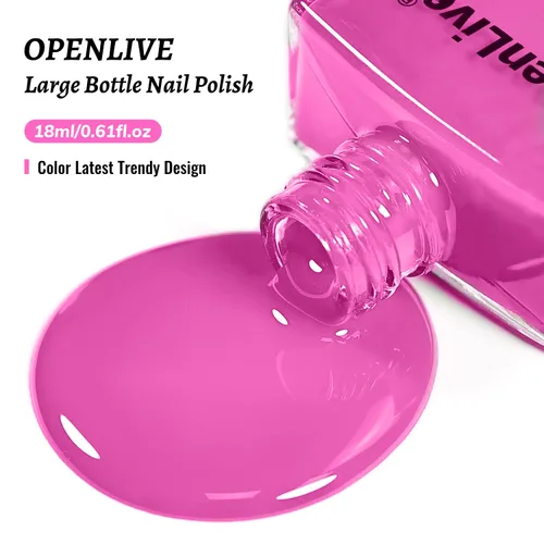 Vista 14 de OpenLive Esmalte de uñas negro de 0.6 fl oz, gran volumen, secado rápido, secado rápido y de larga duración, arte de uñas de color para bricolaje