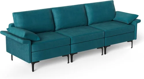Vista 20 de Giantex Juego de 2 sofás individuales, silla decorativa, con cómodo cojín de 5 pulgadas, reposabrazos con cremallera, patas de acero, sillón de sala