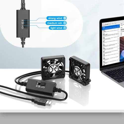 Vista 5 de ELUTENG Ventilador USB dual de 1.575 in con 3 velocidades ajustables 5 V