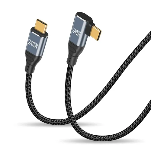 Vista 10 de Duttek Cable USB C de 240 W de 3 pies/3.3 ft, cable USB C a USB C PD 3.1, cable trenzado USB C macho a macho de nailon con chips inteligentes E-Mark