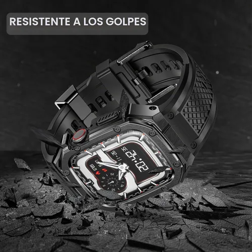 Vista 4 de SUPLINK Caja y Correa de Acero Inoxidable Compatible con Correas de Apple Watch 40mm 41mm 38mm para Hombre, Funda Resistente con Amortiguador