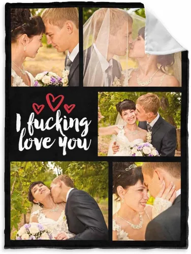 Vista 22 de InterestPrint Manta de fotos personalizada para pareja, novio, novia, manta personalizada de 6 fotos, manta personalizada de aniversario y boda