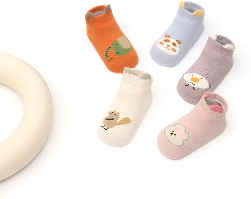 Vista 5 de Yeshsore - Calcetines para bebé con agarres, calcetines antideslizantes para niños pequeños, 5 pares