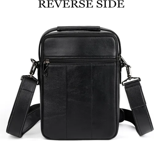 Vista 5 de Leather Small Messenger for Men - Women Shoulder Chest Travel Bag - Crossbody Bag
