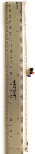 Vista 8 de SIFRIMANIA Tobilleras para mujer chapada en oro de 18 quilates, cadena Figaro de piedra azabache y dije contra el mal de ojo