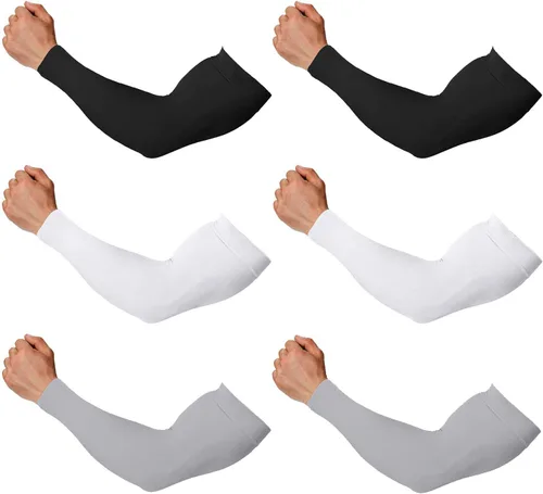 Vista 9 de 4 pares de mangas de brazo para hombres y mujeres - para cubrir tatuajes - manga deportiva refrescante para baloncesto, golf, fútbol