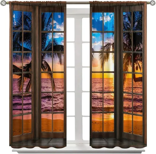 Vista 136 de Cortinas de paisaje, ventana 3D, primavera, bosque, vida silvestre, paisajes de naturaleza, dormitorio, sala de estar, cortinas térmicas opacas de 2
