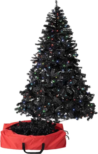 Vista 9 de Árbol de Navidad preiluminado de 7.5 pies, color negro con 500 luces RGB