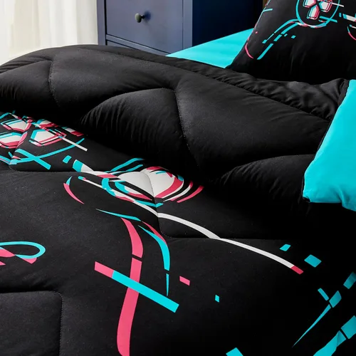 Vista 2 de Seward Park Juego de ropa de cama individual XL con sábana, cama de Big Gamer Negro
